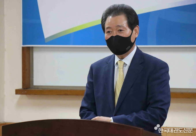 5월 11일(화) 국기원 강의실에서 열린 ‘태권도 유네스코 인류무형문화유산 등재 추진 TF’ 위촉식에서 전갑길 국기원 이사장이 인사말을 하고 있다.